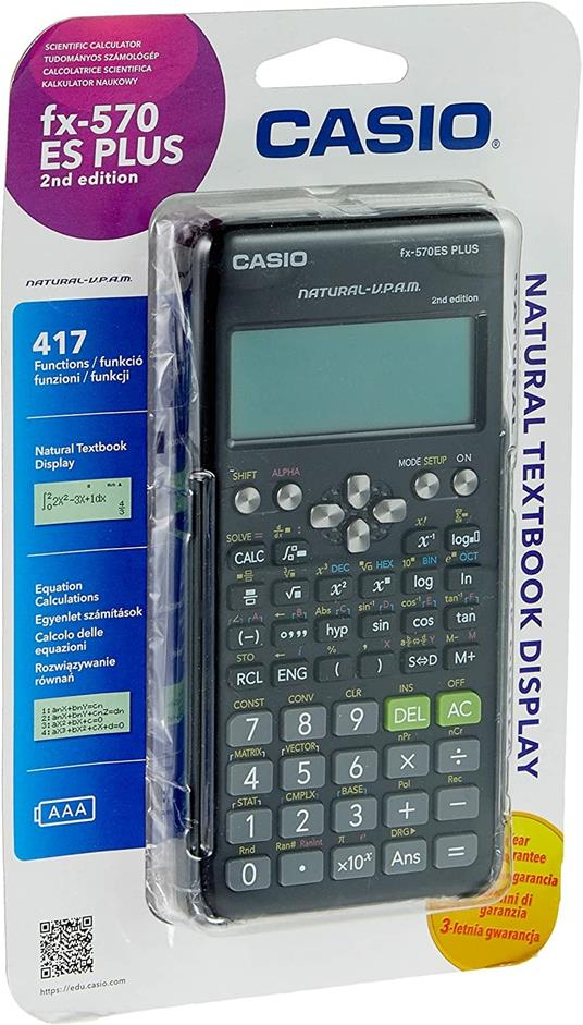 Casio Fx-570Es Plus 2 - Calcolatrice Scientifica con 417 Funzioni e Display Naturale