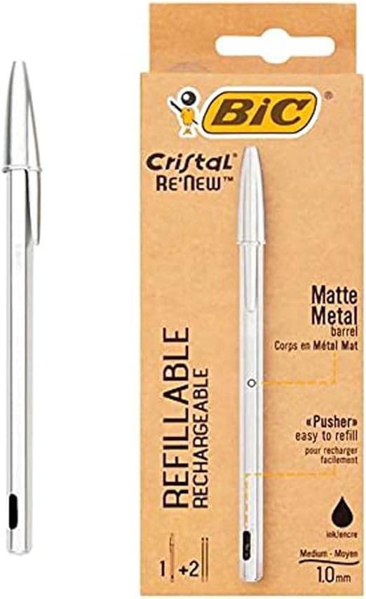 PENNA A SFERA BIC RICARICABILE RECHARGEABLE CRISTAL IN METALLO