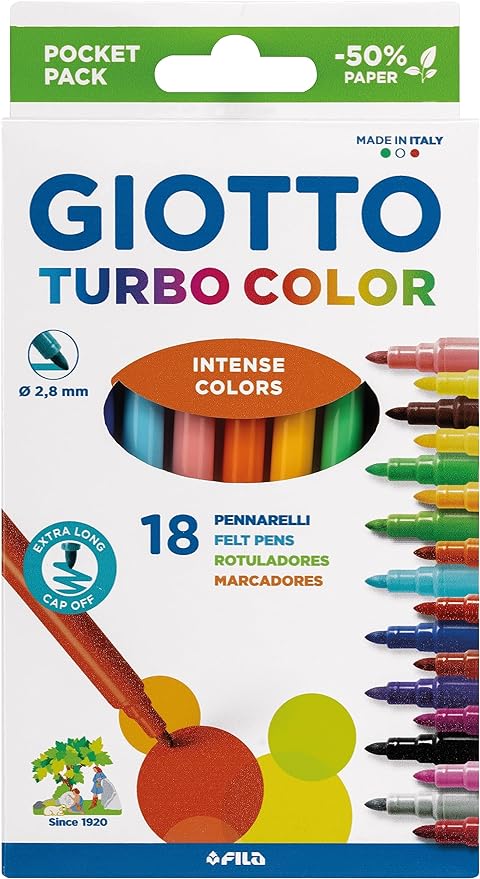 Giotto Turbo Color 18 Pennarelli Punta Fine