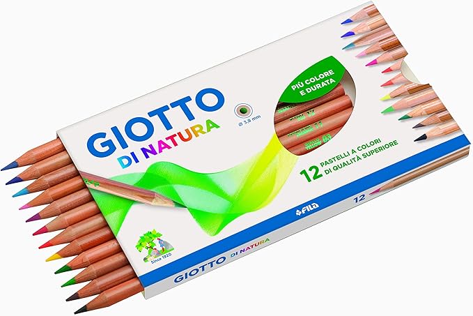 GIOTTO Di Natura - Astuccio Da 12 Matite A Pastello Colorate, 3.8 mm