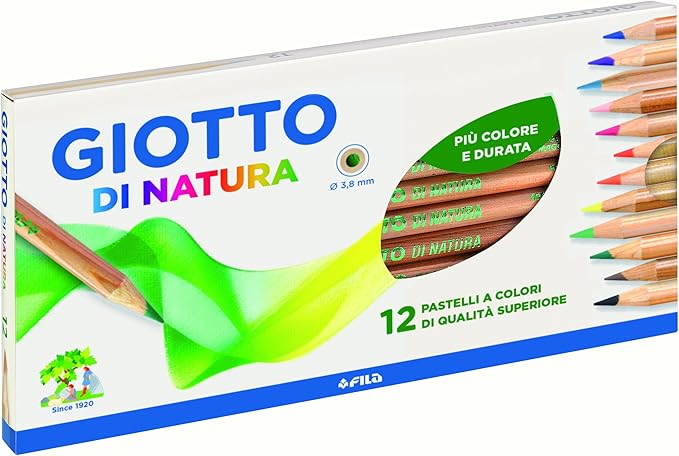 GIOTTO Di Natura - Astuccio Da 12 Matite A Pastello Colorate, 3.8 mm