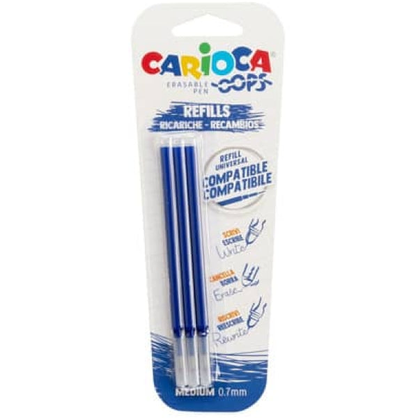 Refill penne cancellabili Carioca OOPS 0,7 mm in blister da 3 pz blu