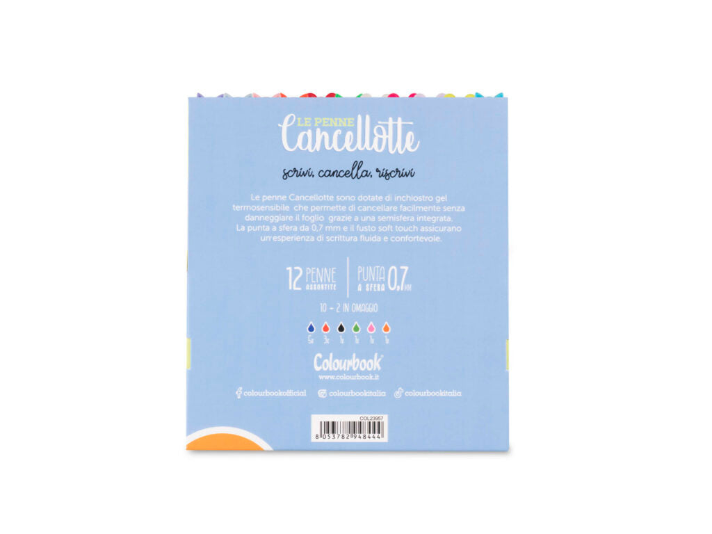 Set di 10 penne gel cancellabili con fantasie animali +2 in omaggio. 6 inchiostri assortiti.